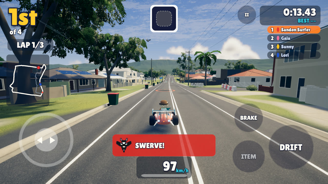 A magpie swooping at a kart